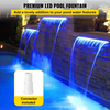 Fuente de piscina con canalón de 11,8 x 3,2 x 8,1 pulgadas con luz LED de tira azul