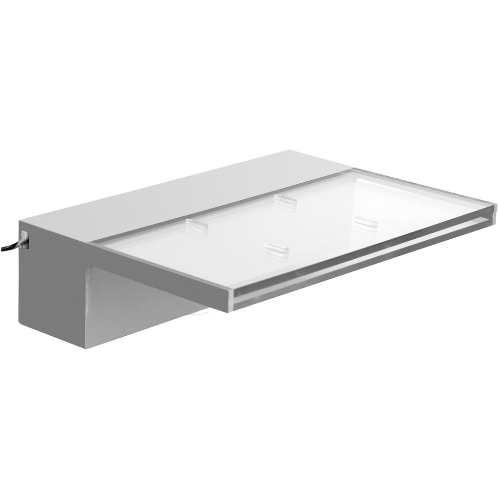 Fuente de piscina con canalón de 11,8 x 3,2 x 8,1 pulgadas con luz LED de tira azul