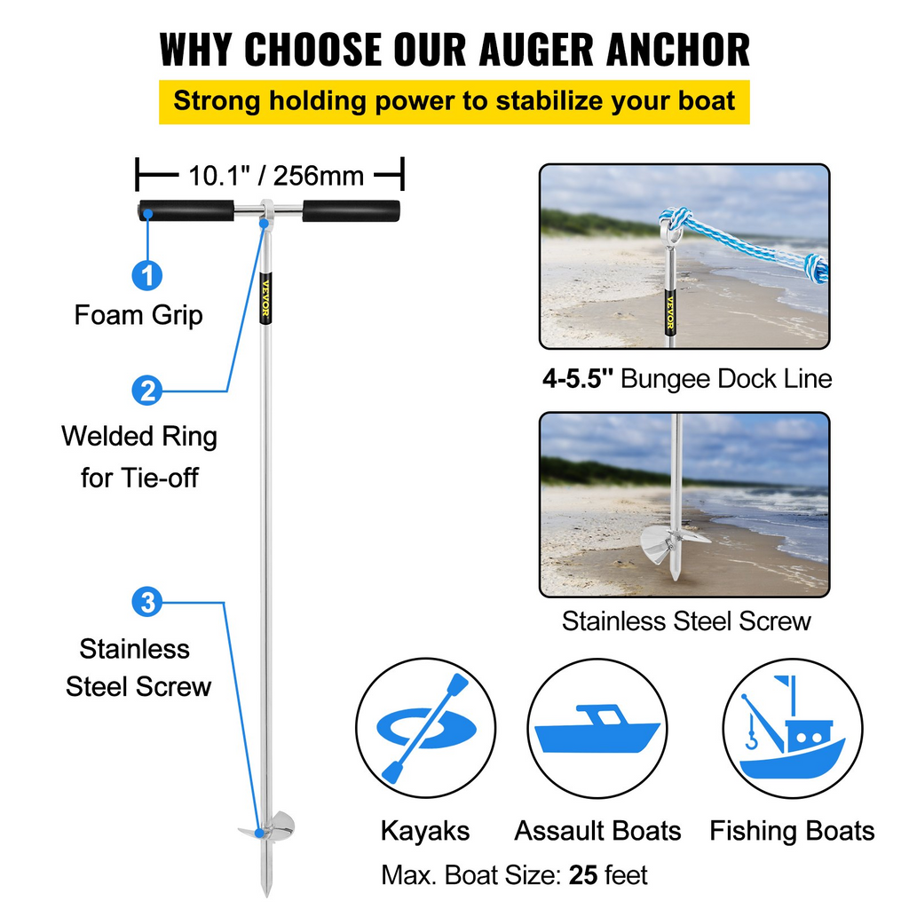 Anclaje de arena VEVOR barrena de 36" de largo para playa y banco de arena