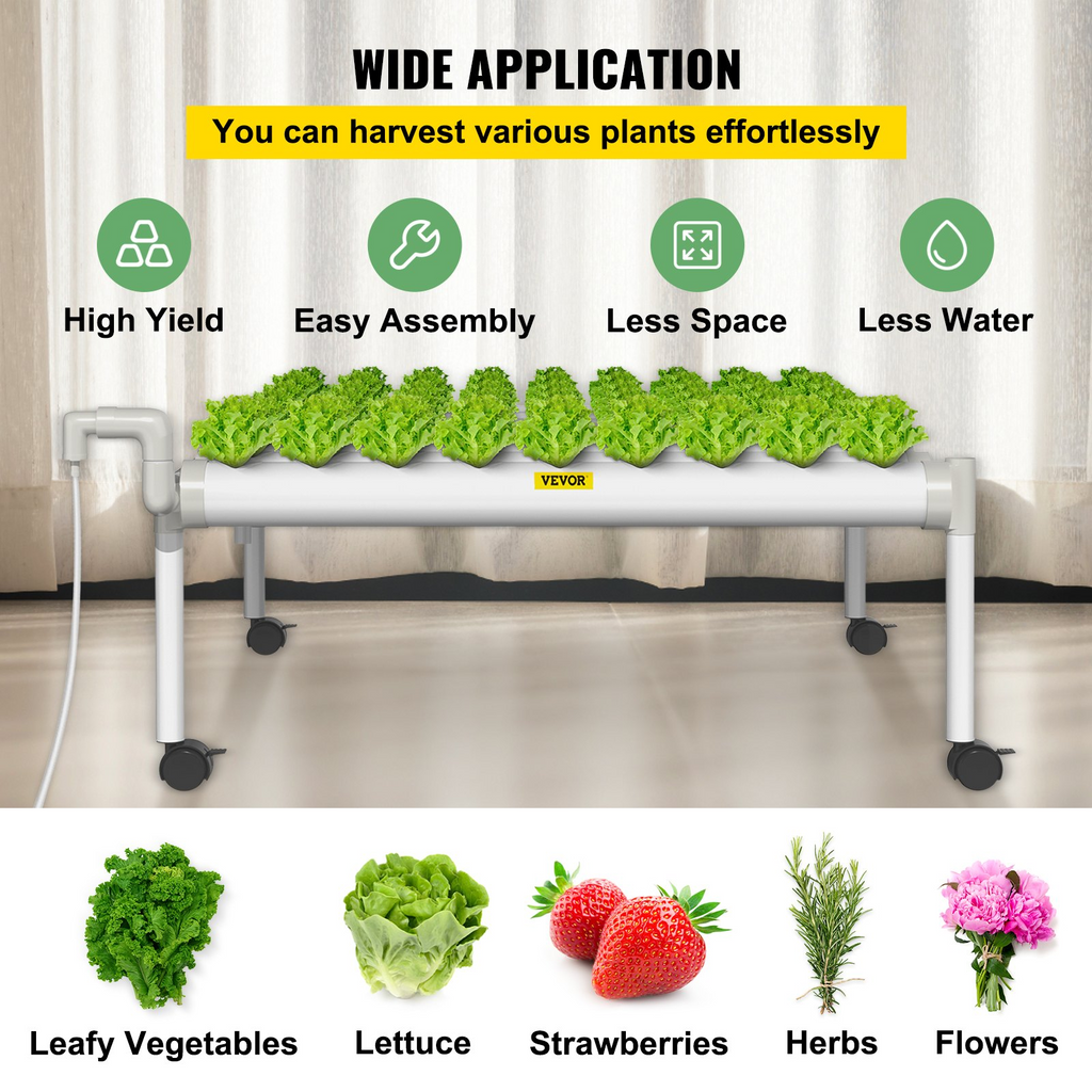 Sistema de cultivo hidropónico VEVOR 72 sitios 8 tubos de PVC-U de grado alimenticio