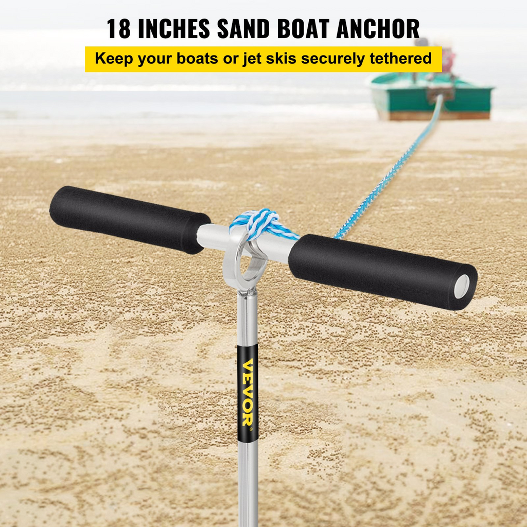 Anclaje de arena VEVOR barrena de 18" de largo para playa y banco de arena ancla de tornillo de acero inoxidable