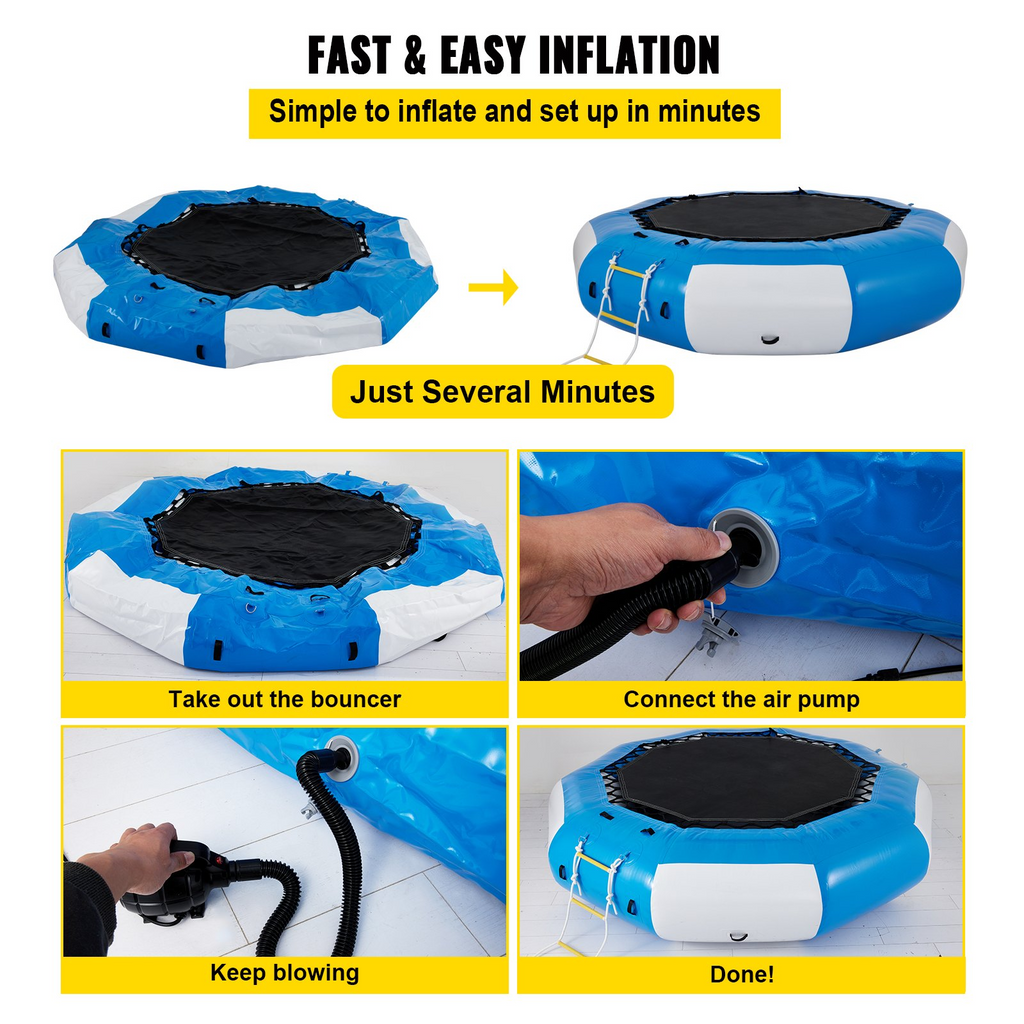 VEVOR - Trampolín inflable para agua de 13 pies