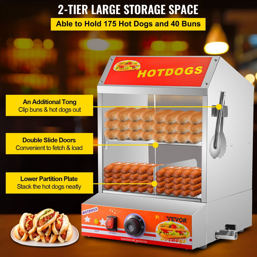 VEVOR - Vaporera para perritos calientes 27 l/24,52 qt