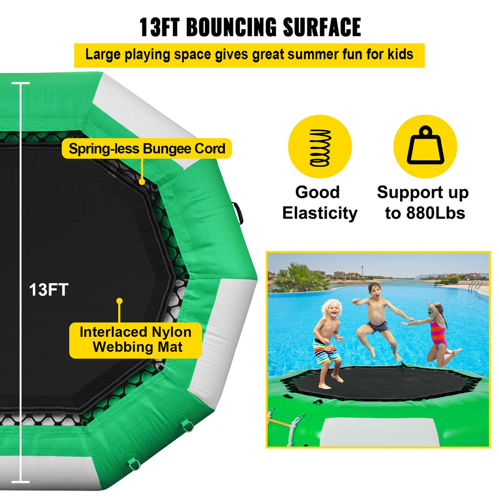 VEVOR - Trampolín inflable para agua de 13 pies