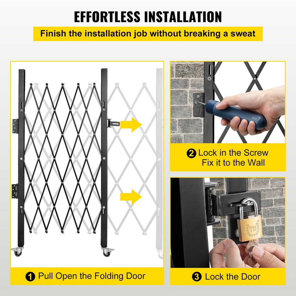 Puerta de seguridad plegable simple VEVOR 5,1' de alto x 5,9' de ancho (61 x 71 pulgadas)
