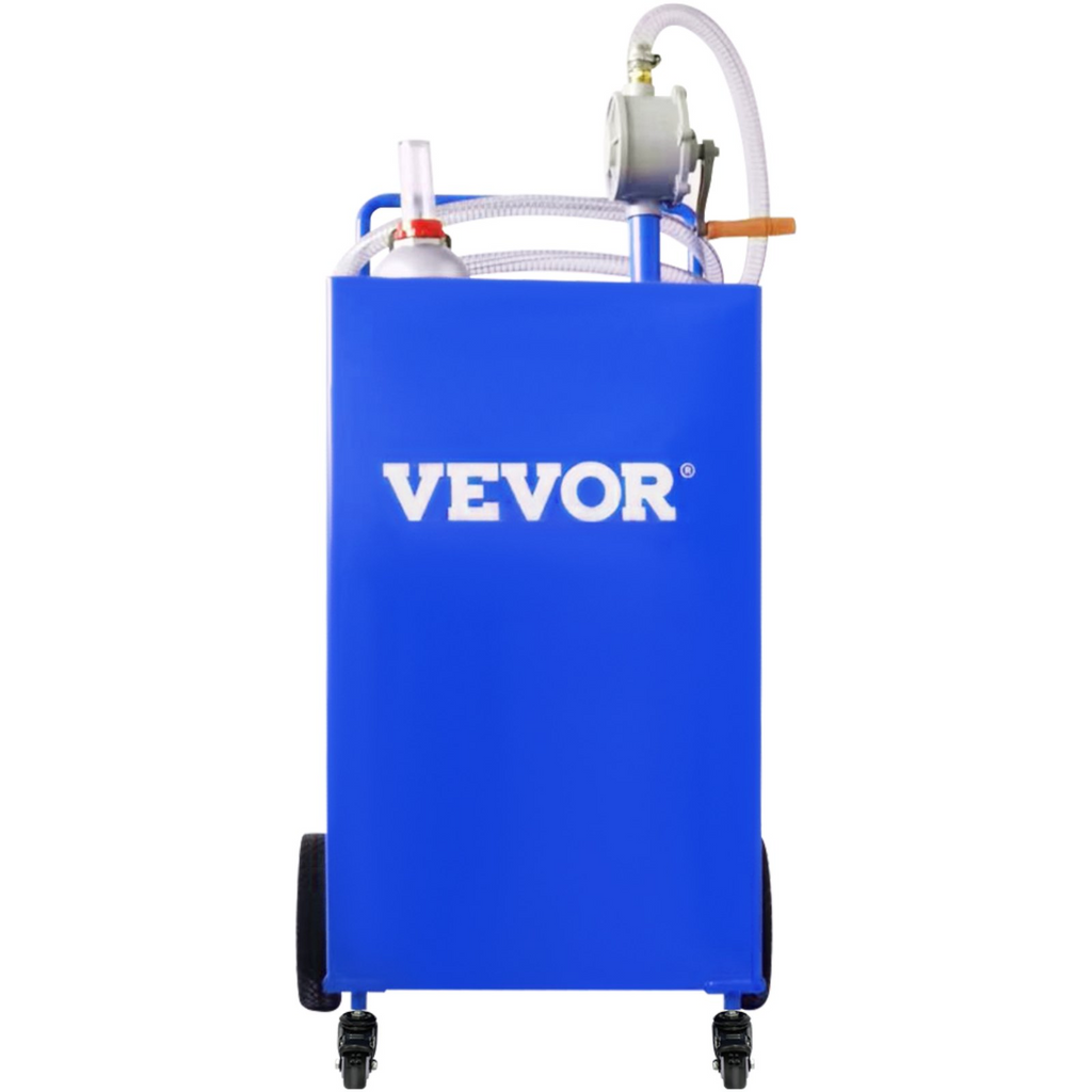VEVOR - Contenedor de combustible de 30 galones, tanque de almacenamiento de gasolina y 4 ruedas, con bomba de transferencia manual, contenedor de combustible diésel y gasolina para automóviles JH2