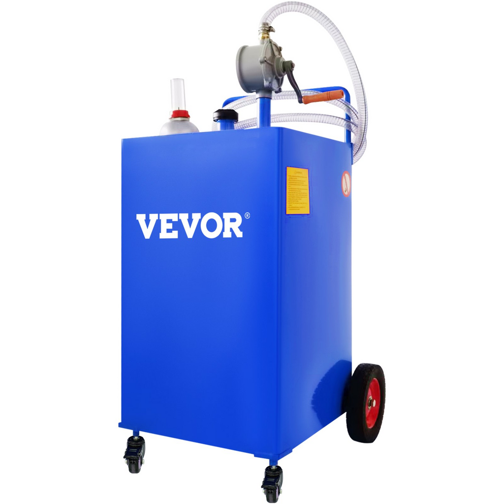 VEVOR - Contenedor de combustible de 30 galones, tanque de almacenamiento de gasolina y 4 ruedas, con bomba de transferencia manual, contenedor de combustible diésel y gasolina para automóviles JH2