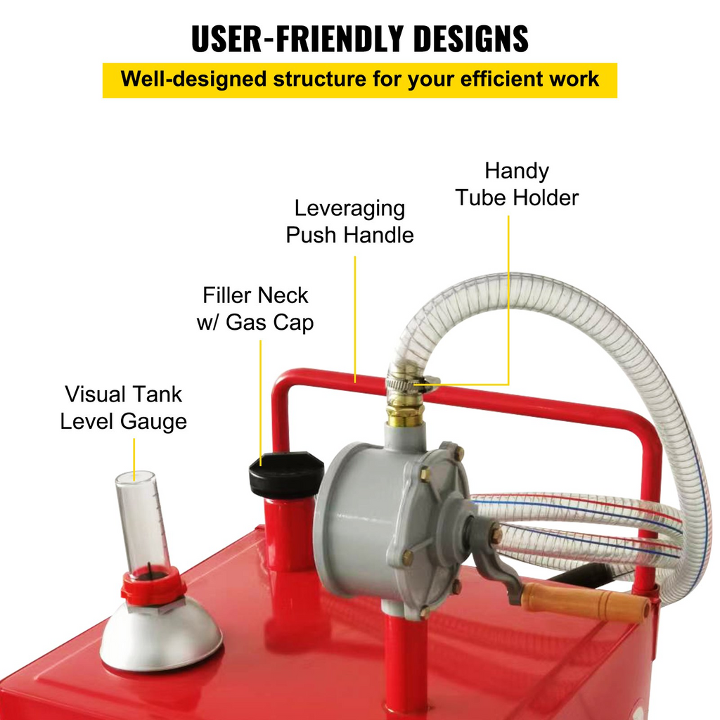 VEVOR - Contenedor de combustible de 30 galones, tanque de almacenamiento de gasolina y 4 ruedas, con bomba de transferencia manual, contenedor de combustible diésel y gasolina para automóviles JH2