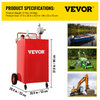 VEVOR - Contenedor de combustible de 30 galones, tanque de almacenamiento de gasolina y 4 ruedas, con bomba de transferencia manual, contenedor de combustible diésel y gasolina para automóviles JH2