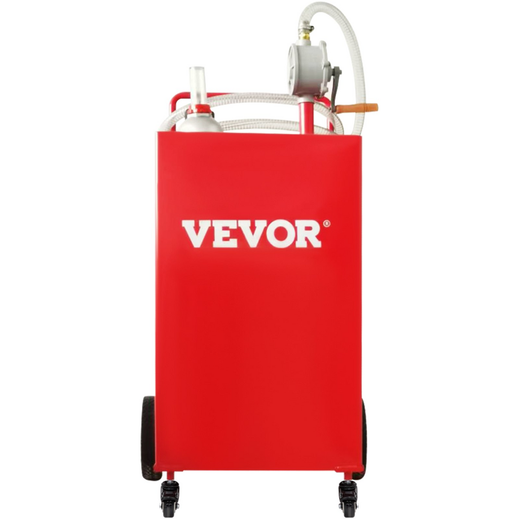VEVOR - Contenedor de combustible de 30 galones, tanque de almacenamiento de gasolina y 4 ruedas, con bomba de transferencia manual, contenedor de combustible diésel y gasolina para automóviles JH2
