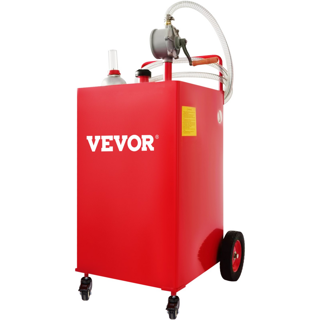 VEVOR - Contenedor de combustible de 30 galones, tanque de almacenamiento de gasolina y 4 ruedas, con bomba de transferencia manual, contenedor de combustible diésel y gasolina para automóviles JH2