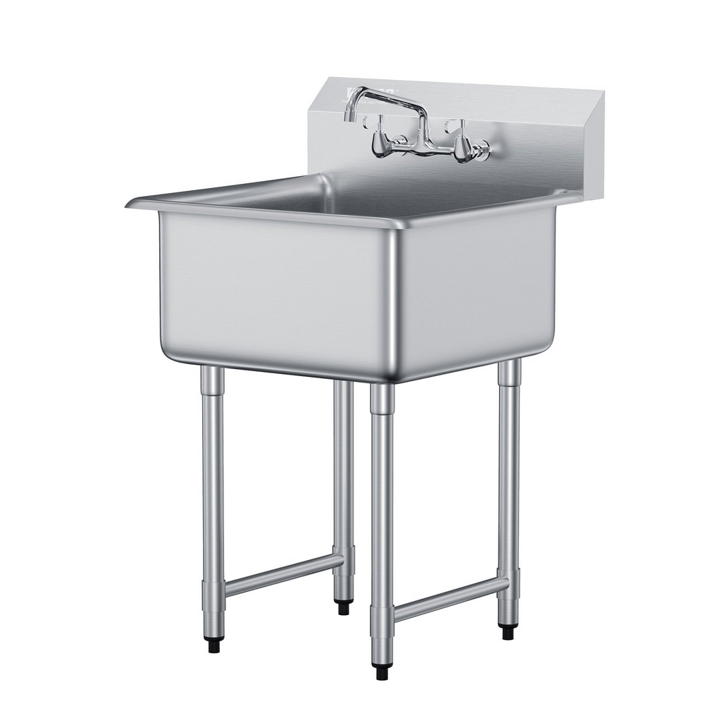 Fregadero de acero inoxidable VEVOR 1 compartimento un solo tazón de 27" x 41"