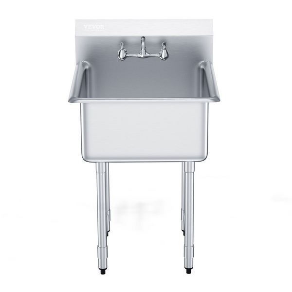 Fregadero de acero inoxidable VEVOR 1 compartimento un solo tazón de 27" x 41"