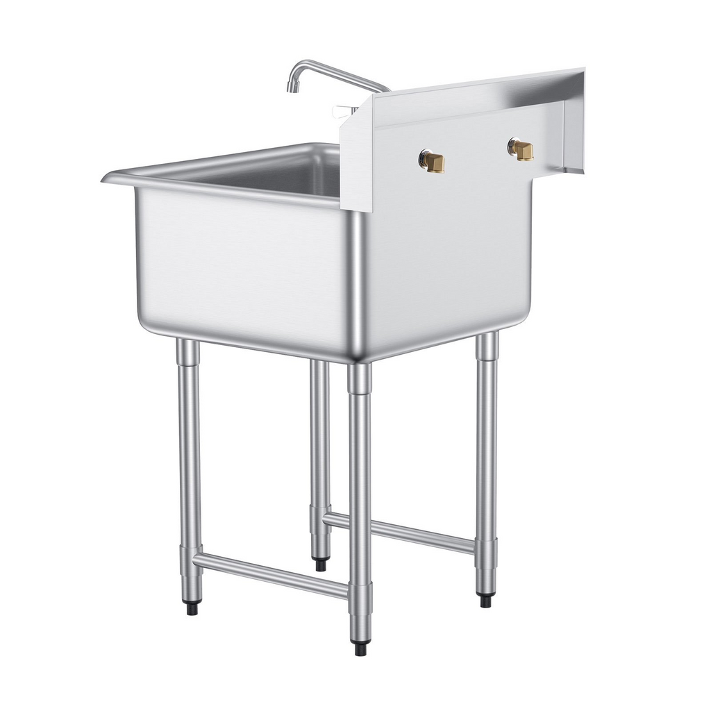 Fregadero de acero inoxidable VEVOR 1 compartimento un solo tazón de 27" x 41"