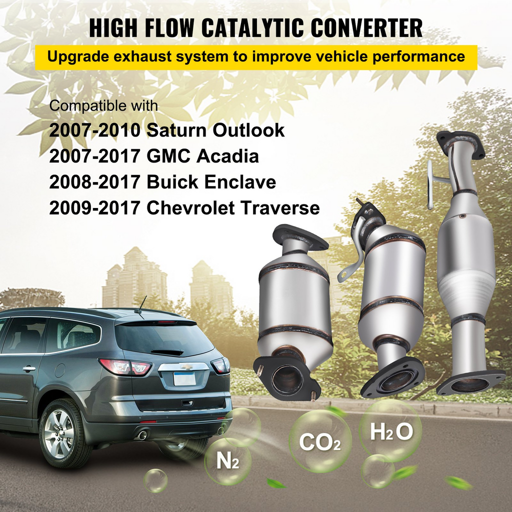 VEVOR Traverse 09-17 Convertidor catalítico 3.6L V6 para GMC Acadia 07-17 para GMC Acadia 07-17 para Saturn Outlook 07-10 Juego completo 1