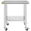 Mesa de trabajo de acero inoxidable VEVOR con ruedas de 24 x 30 pulgadas  (24 x 30 x 33,8 pulgadas)