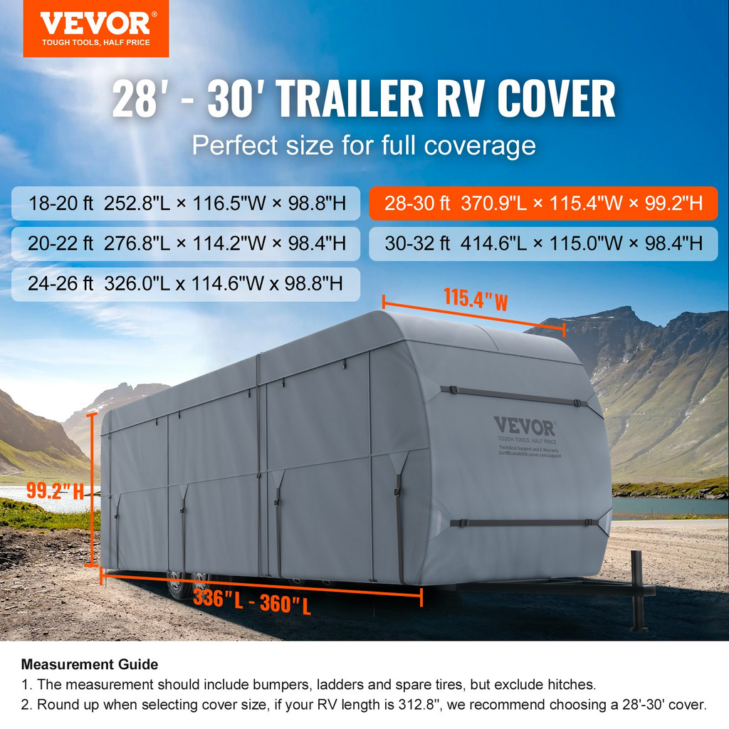 Funda para caravana de viaje VEVOR para caravana de 28 a 30 pies de tela no tejida de 4 capa