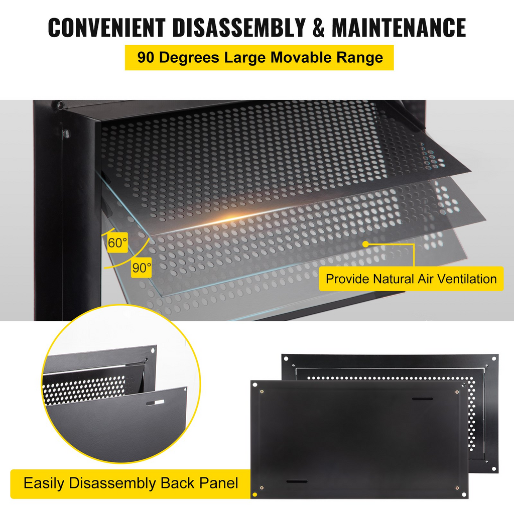 VEVOR Flood Vent, 8" Height x 16" Width x 2" Depth Foundation Flood Vent, to Reduce Foundation Damage and Flood Risk, Black, Wall Mounted, for Crawl Spaces,Garages & Full Height Enclosures