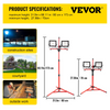 Luz de trabajo LED VEVOR con soporte luz de trabajo LED de doble cabezal de 5000 lúmenes con soporte de trípode ajustable y plegable de 27,6" a 68,1"