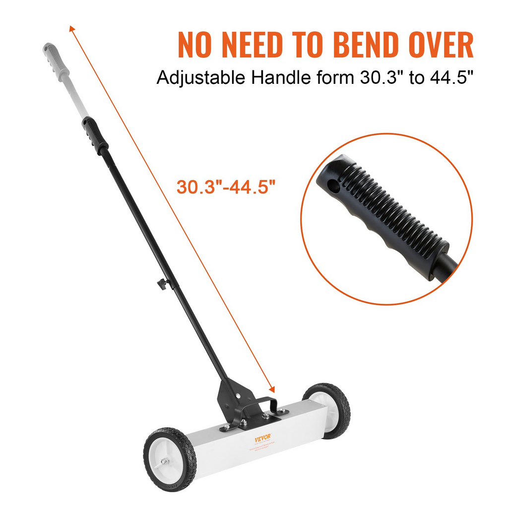 VEVOR Barredora magnética rodante 50 libras con ruedas 24 pulgadas