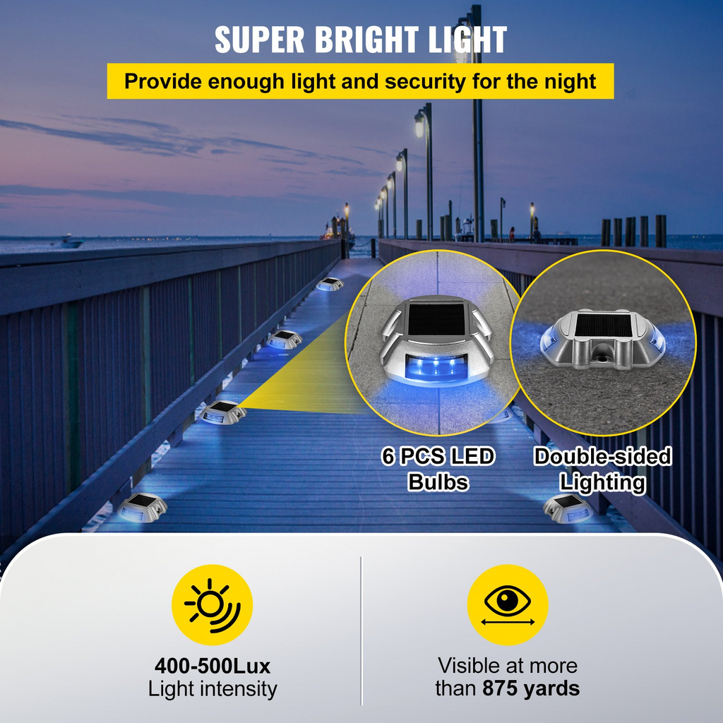 Paquete de 12 luces solares para entrada de vehículos color azul brillante luces inalámbricas impermeables para exteriores 6 LED