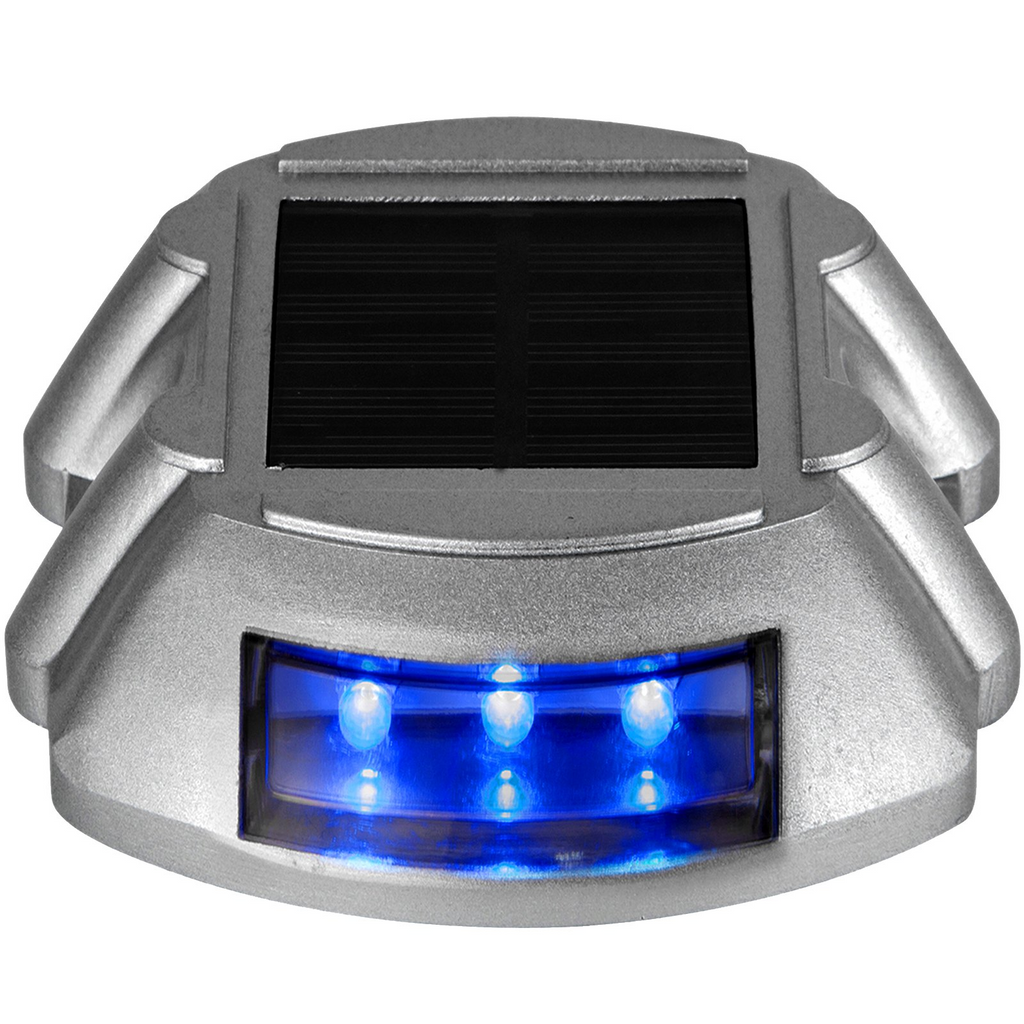 Paquete de 12 luces solares para entrada de vehículos color azul brillante luces inalámbricas impermeables para exteriores 6 LED