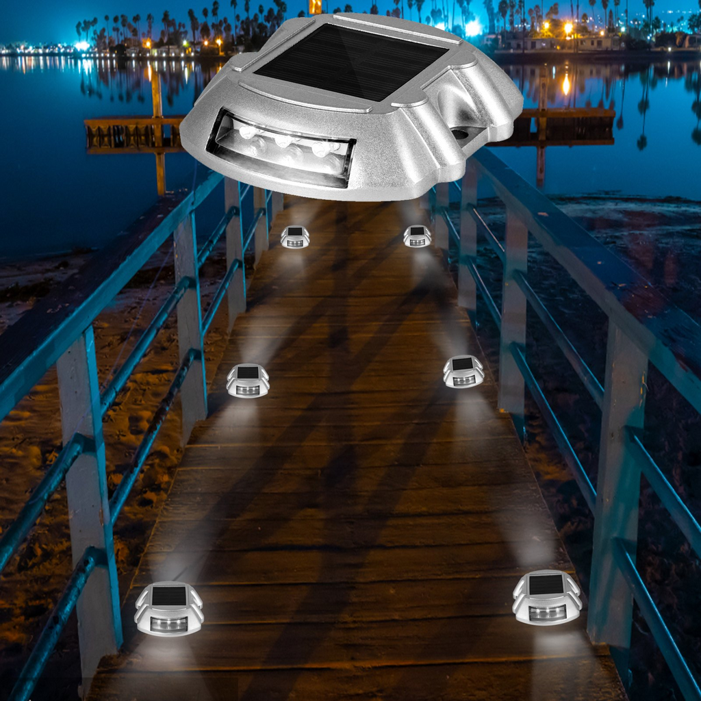 Paquete de 12 luces solares para entrada vehículos color blanco brillante con tornillo inalámbricas impermeables para exteriores 6 LED