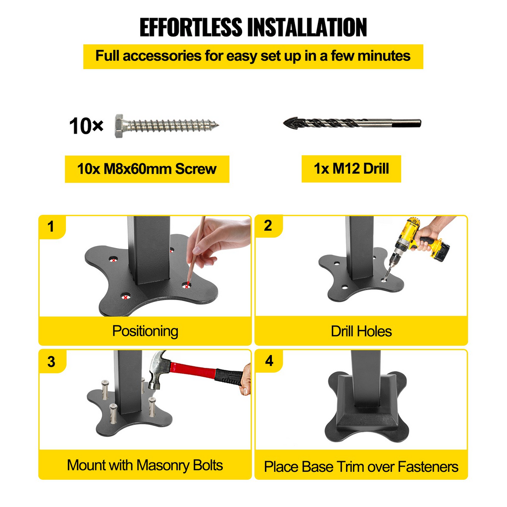 VEVOR Pasamanos de escalera para exteriores aptos para 1-5 escalones ajustable con valla