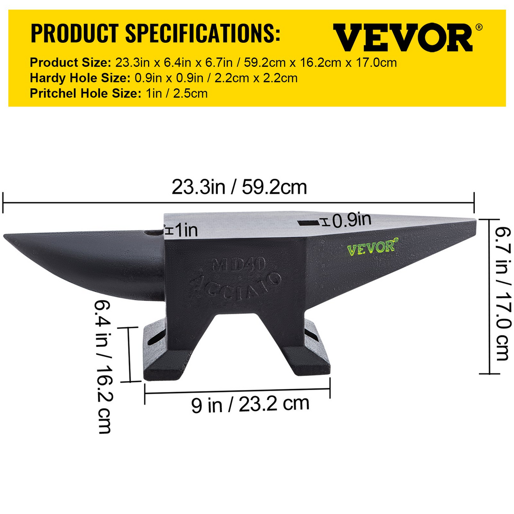 Yunque de hierro fundido VEVOR 88 lb (40 kg)