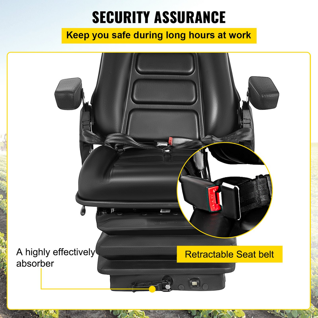 VEVOR Asiento con suspensión respaldo ajustable reposacabezas y reposabrazos