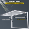 Ventana para puesto de comida de 53 x 33 pulgadas puerta con ventana para puesto de comida con cerradura de horquilla de doble punto de hasta 85 grados para camiones de comida