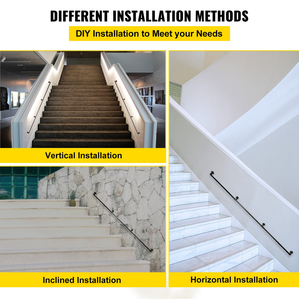 Pasamanos de escalera de tubo VEVOR de escalera de 8 pies con capacidad de carga de 440 libras