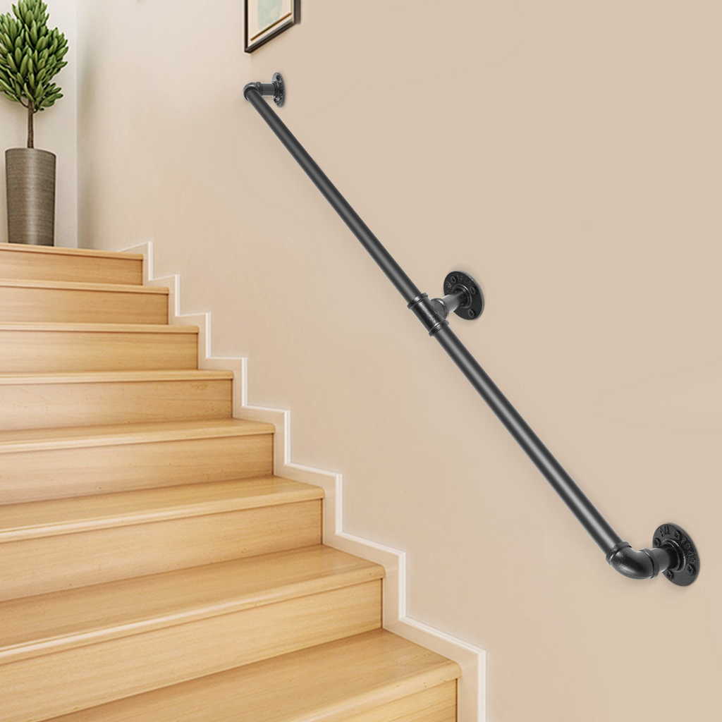 Pasamanos de escalera de tubo VEVOR de 4 pies pasamanos de tubo de acero al carbono con capacidad de carga de 440 libras