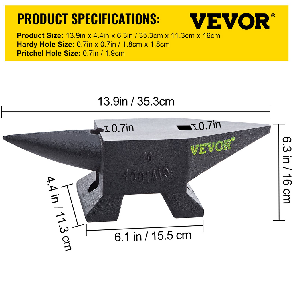 Yunque de acero fundido VEVOR 22 libras (10 kg)