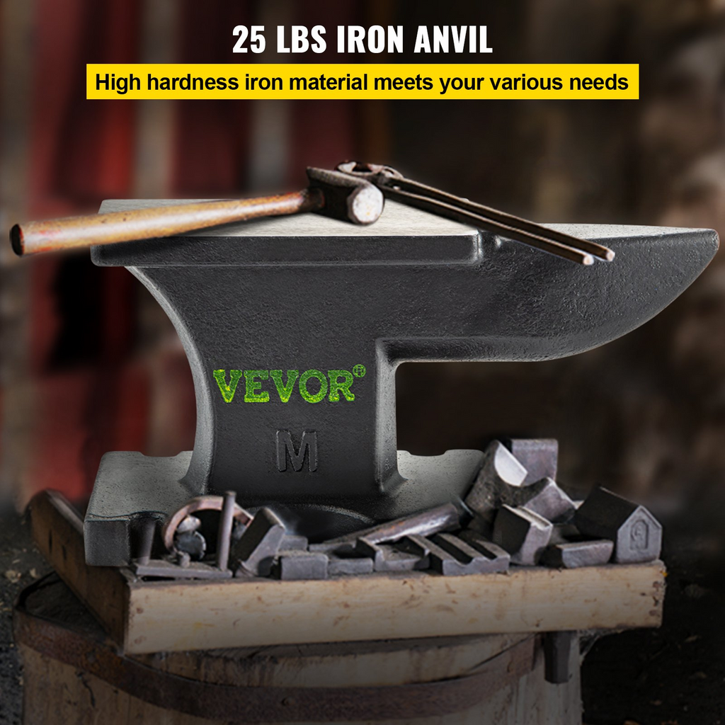 Yunque de hierro fundido VEVOR 25 libras (11 kg) de 6,8 x 3,5 pulgadas y base estable