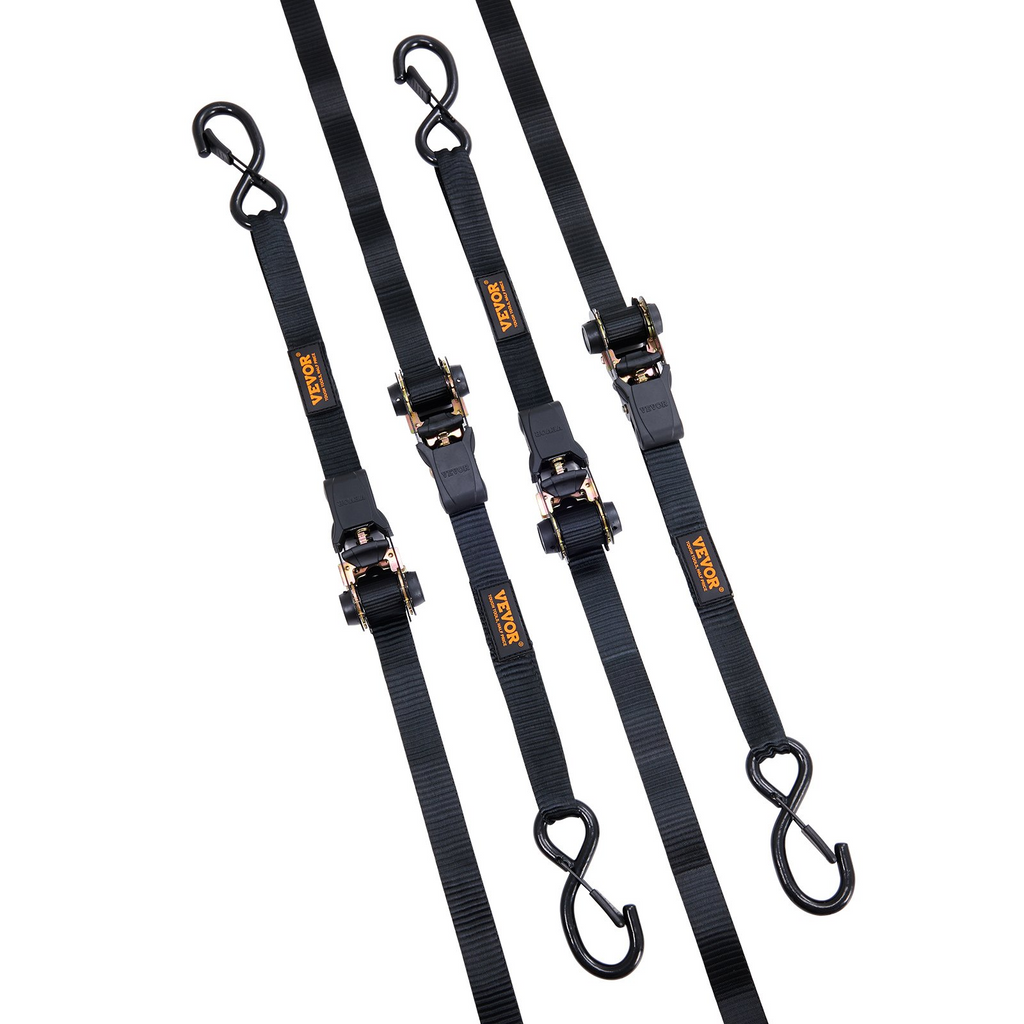 Correas de amarre con trinquete VEVOR (paquete de 4) resistencia máxima a la rotura de 2200 lb incluye 4 correas de amarre con trinquete de 1" x 15'