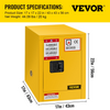 VEVOR Gabinete para materiales inflamables de acero galvanizado de 16,9" x 16,9" x 22"