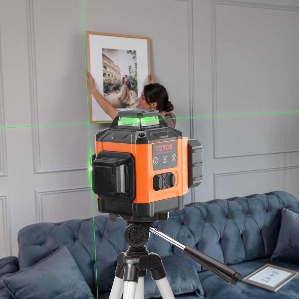 Nivel láser autonivelante VEVOR de 100 pies verde manual de 3 líneas cruzadas de 360°