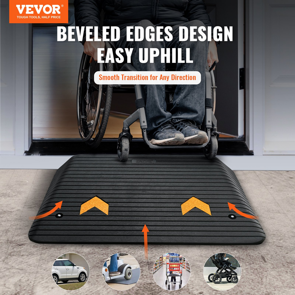 Rampa para silla de ruedas de 4" de altura eléctrica de goma con capacidad de carga nominal de 33069 libras