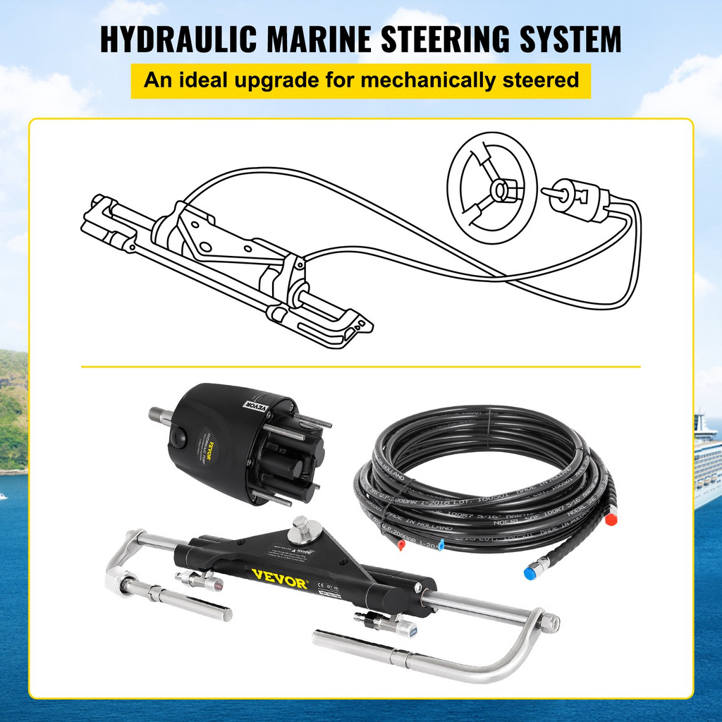 Kit de dirección hidráulica fueraborda VEVOR de 150 HP para sistema marino de barco