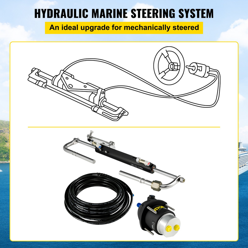 Kit de dirección hidráulica VEVOR fueraborda de 90 HP
