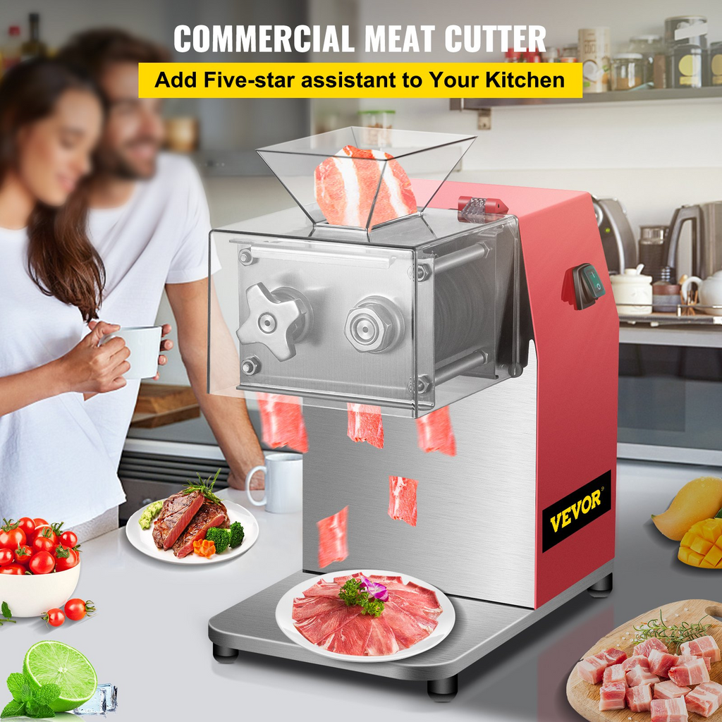 VEVOR Máquina cortadora de carne comercial 551 lb/h 850 W con cuchilla de 3,5 mm
