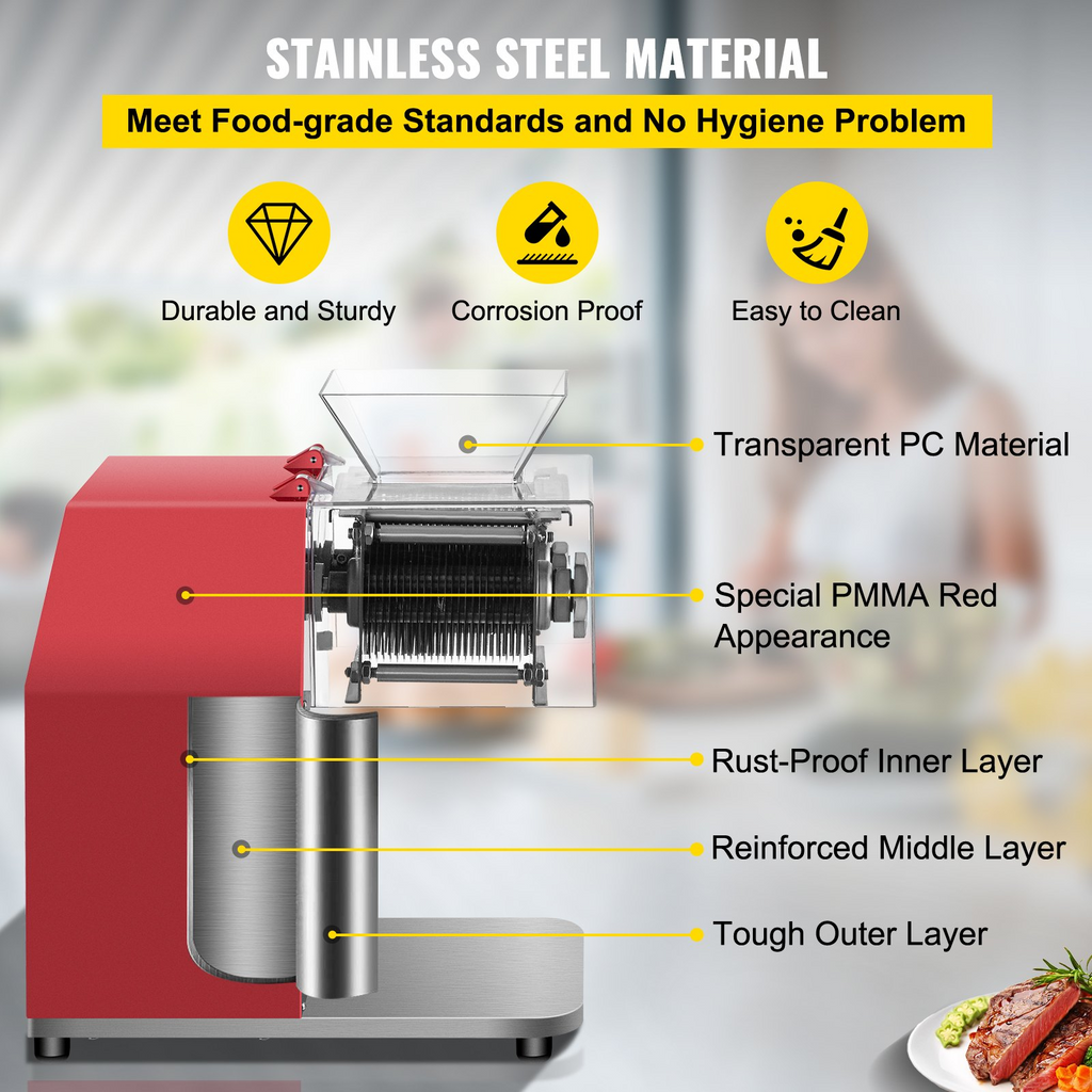 VEVOR Máquina cortadora de carne comercial 551 lb/h 850 W con cuchilla de 3,5 mm