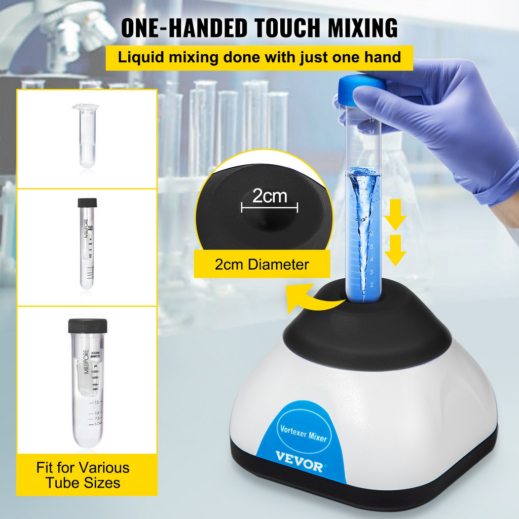Mini mezclador de vórtice de 3000 RPM 50 ml diámetro orbital de 6 mm