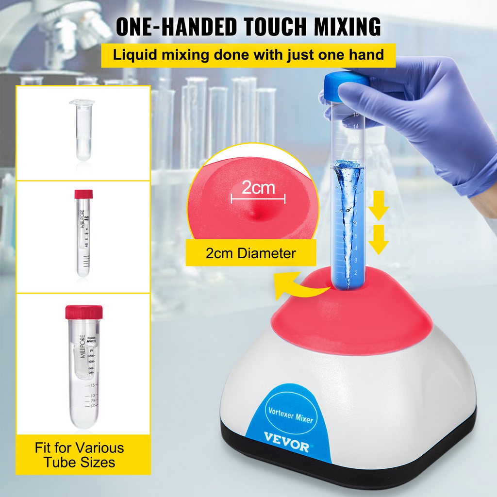 Mini mezclador de vórtice de 3000 RPM función táctil 50 ml diámetro orbital de 6 mm