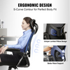 Silla de oficina VEVOR con soporte lumbar ajustable, silla de escritorio ergonómica de respaldo alto con reposacabezas ajustable,  ergonómica con reposabrazos