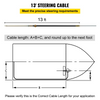 VEVOR Dirección de barco fueraborda Cable de dirección de barco de 13' Kit de dirección de barco fueraborda de 13 pies Eje cónico de 3/4'' para dirección de barco