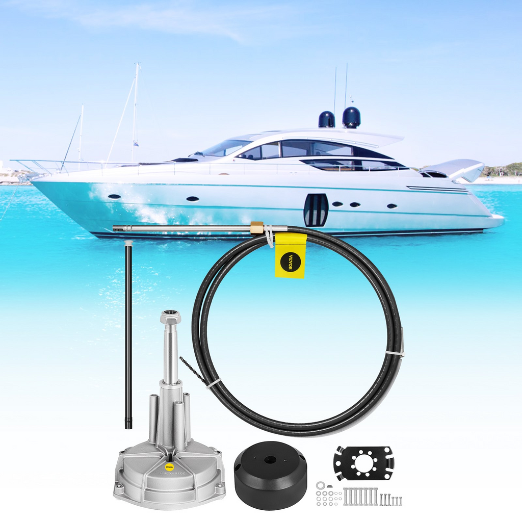 VEVOR Dirección de barco fueraborda Cable de dirección de barco de 13' Kit de dirección de barco fueraborda de 13 pies Eje cónico de 3/4'' para dirección de barco
