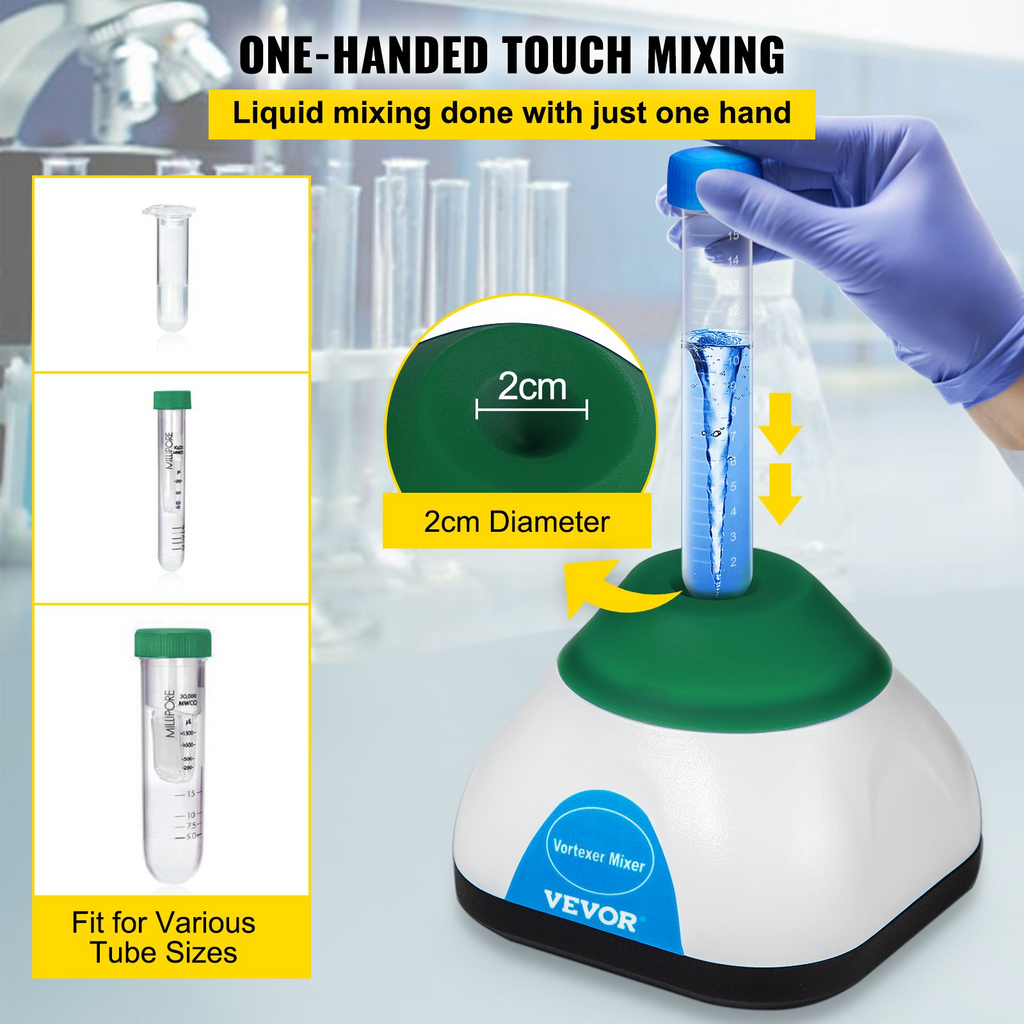 Mini mezclador de vórtice de 6000 rpm función táctil carga USB 50 ml diámetro orbital 6 mm
