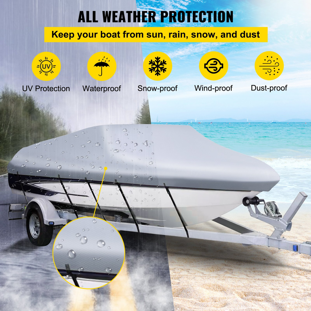 Funda impermeable para barco cubierta para barco remolcable de 20 a 22 pies ancho de viga de hasta 106"